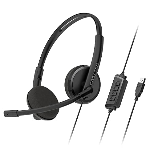 CREATIVE HS-220 USB-Headset mit rauschunterdrückendem Kondensatormikrofon und Inline-Fernbedienung von CREATIVE