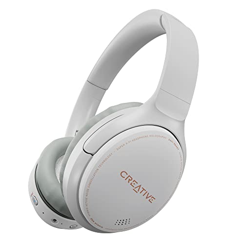 CREATIVE Zen Hybrid Wireless Over-Ear-Kopfhörer mit hybrider Active Noise Cancellation, Ambient Modus, bis zu 27 Stunden (ANC EIN), Bluetooth 5.0, AAC, integriertes Mikrofon, White, EF1010 von CREATIVE