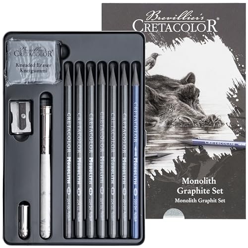 CRETACOLOR Monolith Graphit Set – Künstlerstifte aus Vollmine mit Zubehör – Zeichen-Set mit wasservermalbarem Graphit, Knetgummi, Spitzer & Halter – für Zeichner & Kreative CRETACOLOR Monolith Graphit Set – Künstlerstifte aus Vollmine mit Zubehör – Zeichen-Set mit wasservermalbarem Graphit, Knetgummi, Spitzer & Halter – für Zeichner & Kreative von CRETACOLOR