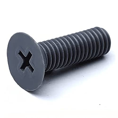 CREULT PVC-Kunststoff-Kreuz-Senkkopfschrauben, M3 x 12 mm, Gesamtlänge, Flachkopfgewinde, schraubenfest, isoliert, rund, Maschinenbefestigungen, Grau (50 Stück) von CREULT