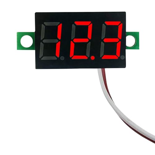 CRGANGZY 2 Drähte Gleichspannungsanzeige LED-Anzeige 0,28 Zoll LED-Bildschirm DC 2,5 V-40 V Digitaler Spannungsprüfer Rot/Blau/Gelb/Grün Genaue Druckmessung Verpolungsschutz (Rot) von CRGANGZY