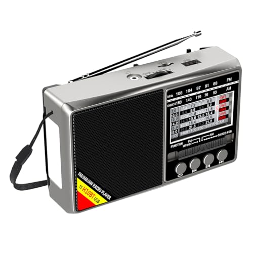 CRGANGZY FM/AM/SW Full Band Tragbares Radio mit 3,5-mm-Kopfhörerbuchse Wireless MP3-Radio-Batterie-Batterie-Batterie-Rundfunk-Radio -Kompatibel for Notfall- (H10 Gray) von CRGANGZY