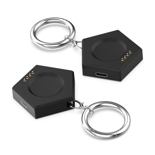 CRGANGZY Magnetisches tragbares Ladegerät, kabellose Ladestation mit Schlüsselanhänger, Typ C/Micro-Anschluss for Watch2, Watch X/4pro/3 Pro/3/2/SE (schwarz) von CRGANGZY