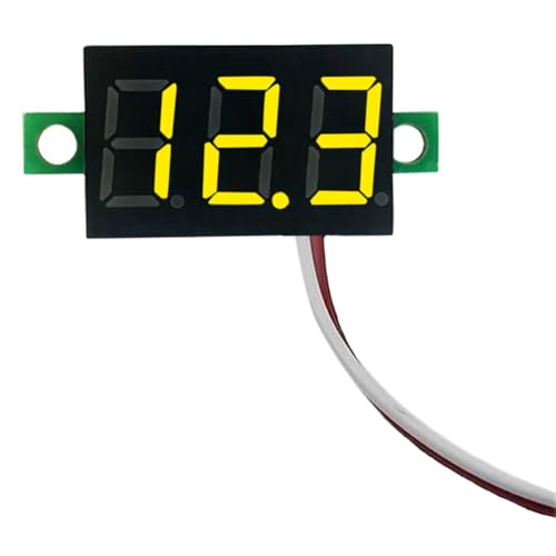 CRGANGZY Mini-Digital-Voltmeter, LED-Anzeige, 0,28 Zoll, Gleichspannungsanzeige, DC 2,5 V-40 V, 2 Drähte, digitaler Spannungsprüfer, genaue Druckmessung, Verpolungsschutz, 4 Farben (gelb) von CRGANGZY