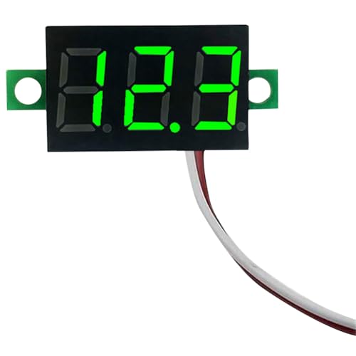 CRGANGZY Mini-Digital-Voltmeter, LED-Anzeige, 0,28 Zoll, Gleichspannungsanzeige, DC 2,5 V-40 V, 2 Drähte, digitaler Spannungsprüfer, genaue Druckmessung, Verpolungsschutz, 4 Farben (grün) von CRGANGZY