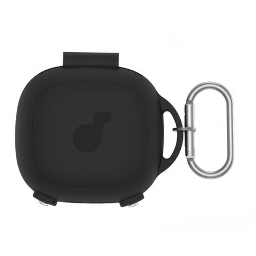 CRGANGZY Silikon-Schutzhülle mit Karabiner-Ohrhörer-Hülle, stoßfest, Ganzkörper-Schutzhülle, Kratzfest, Logo sichtbares Design, staubdicht, für Anker SoundCore Sport X20 Ladehülle (schwarz) von CRGANGZY