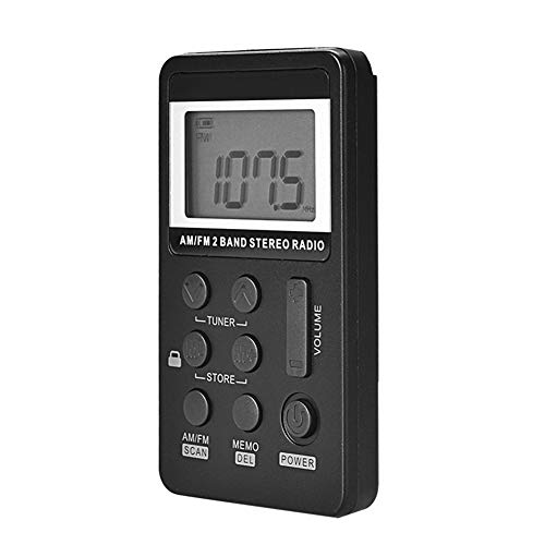CRGANGZY tragbares Dual -Band -AM/FM -Pocket -Radio mit digitalem LCD Universal Ohrhörer Batterie for elektronische Haushaltsprodukte (Schwarz) von CRGANGZY