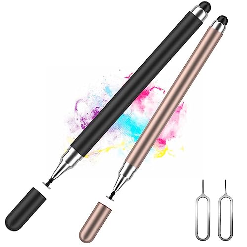Stylus Pen 2 Stück,Tablet-Stift, Eingabestift für Touchscreen, universell für Tablets/Smartphones/Apple/iPad PRO/Mini/Air/Android und andere Touchscreens(Schwarz+Roségold) von CRHRGYKB