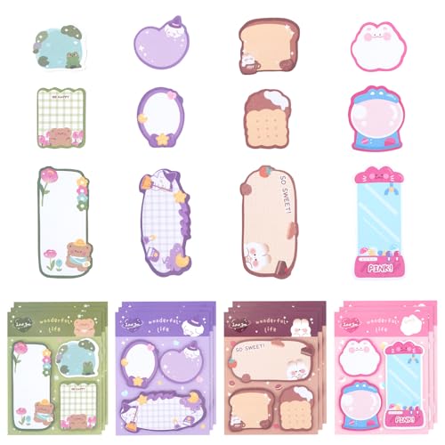 36 Blöcke Cartoon Haftnotizen Set, Selbstklebende Notizen Niedlich Schreibwaren, Bunte Haftnotiz Annotation Tabs, Geformte Memo Notizblock für Home Office Schule 720 Blätter (12 Styles) von CRITIVE-SHOP
