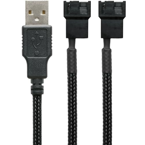 CRJ 5 V USB-Dual-PC-Lüfter-Netzadapterkabel, 60 cm, schwarz ummantelt, leiser Lüftergeschwindigkeitsadapter für zwei 3-polige und 4-polige Computer-Lüfter CRJ 5 V USB-Dual-PC-Lüfter-Netzadapterkabel, 60 cm, schwarz ummantelt, leiser Lüftergeschwindigkeitsadapter für zwei 3-polige und 4-polige Computer-Lüfter von CRJ Electronics