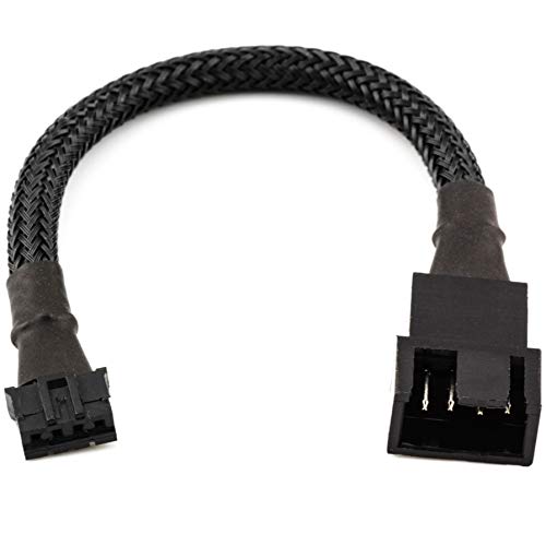 CRJ Micro 4-poliges GPU-Lüfteradapterkabel, 15 cm, schwarz ummantelt, Mikro-PH (2,0 mm), 4-poliges PWM-Grafikkarten-Adapterkabel zum Anschluss von 3-poligen / 4-poligen PC-Lüftern von CRJ Electronics