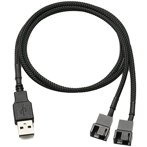 CRJ USB auf Dual 3-Pin und 4-Pin PC Lüfter 5V Sleeved Fan Power Adapter Kabel von CRJ Electronics