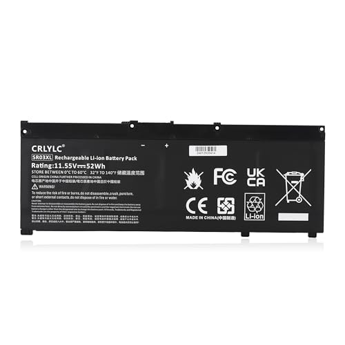 CRLYLC 52Wh SR03XL Laptop Akku für HP Pavilion 15-CX 17-CD 15-CB 15T-CB000 15T-CX0000 17T-CD000 17T-CD100 SR03052XL-PL HSTNN-DB8Q HSTNN-IB8L L08934-2B1 L08934-1B1 L08934-2C1 TPN-Q194/C133/C134 Battery von CRLYLC