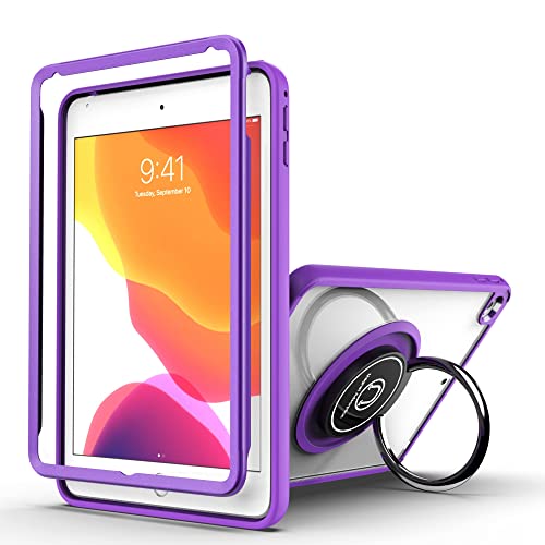Tablet-Schutzhülle, leichte Schutzhülle für iPad Mini4/Mini5, 7,9 Zoll, robuste, stoßfeste Hülle in Militärqualität, mit 360° drehbarem Ständer, TPU-Rückseite für Tablet (Farbe: Violett) von CRODY
