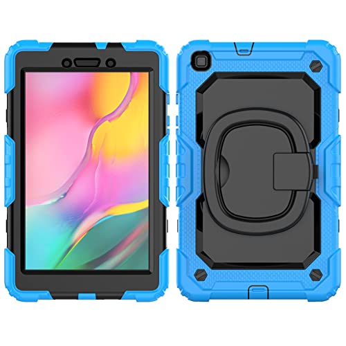 Tablet-Schutzhülle, strapazierfähig, stoßfest, TPU, kompatibel mit Samsung Galaxy Tab A 8 Zoll (2019) SM-T290, SM-T295 Kinderhülle, 360 Grad drehbarer Griff, Standhalterung, mit Displayschutzfolie und von CRODY