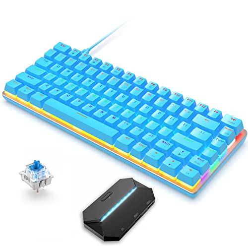 82 Tasten Kabelgebundene Gaming Mechanische Tastatur & Adapter, 80% Rainbow LED Hintergrundbeleuchtung Blaue Schalter Anti-Ghosting für Windows Mac Linux PC PS4 XBox N-Switch Konsolenspieler, Blau von CROSS ZEBRA