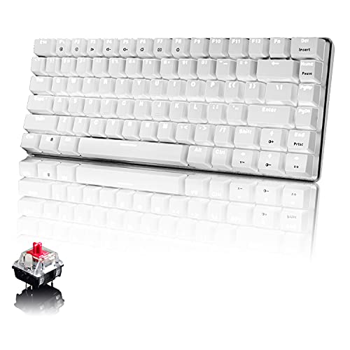 CROSS ZEBRA Mechanische Tastatur, 82 Tasten Anti-Ghosting Kompakte Ergonomische USB Kabelgebundene Computer Gaming Tastatur, Weiß Hintergrundbeleuchtung, Schnell Ansprechbar Rot Schalter, Weiß von CROSS ZEBRA