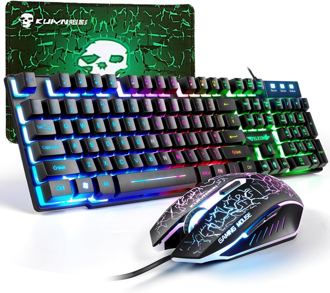 CROSS ZEBRA mit Hintergrundbeleuchtung Gaming Tastatur- und Maus-Set, 104 Tasten Rainbow Backlit QWERTY UK Layout-tasatur + 2400 DPI maus CROSS ZEBRA mit Hintergrundbeleuchtung Gaming Tastatur- und Maus-Set, 104 Tasten Rainbow Backlit QWERTY UK Layout-tasatur + 2400 DPI maus von CROSS ZEBRA