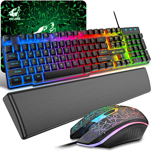 Gaming Keyboard and Mouse Sets with Wrist Rest Black von CROSS ZEBRA