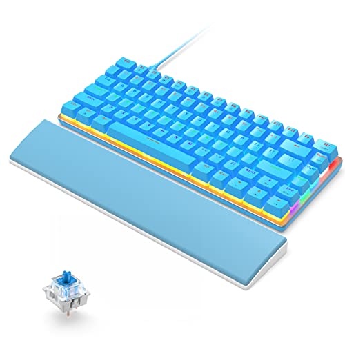Mechanische Gaming-Tastatur mit Handballenauflage, USB Verkabelt 82 Tasten Rainbow Backlight Anti-Ghosting Blauer Schalter Ergonomische Designtastatur, Komfortable Memory Foam Handauflage, Blau von CROSS ZEBRA