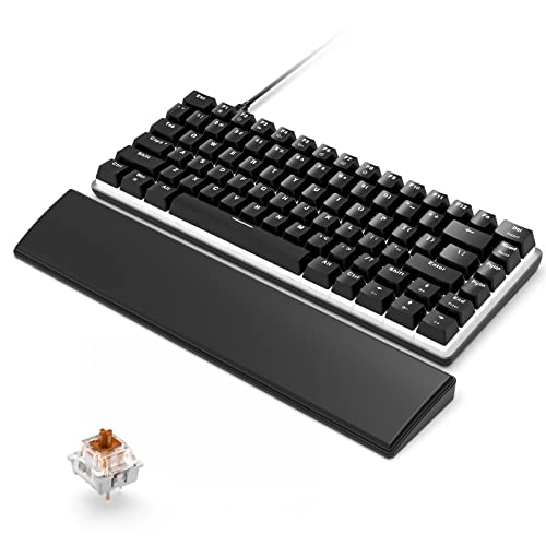 Mechanische Gaming-Tastatur mit Handballenauflage, USB Verkabelt 82 Tasten Weiße Hintergrundbeleuchtung Anti-Ghosting Brauner Schalter Kompakte Tastatur, Komfortable Memory Foam Handauflage, Schwarz von CROSS ZEBRA