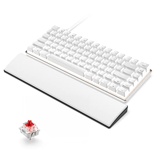 Mechanische Gaming-Tastatur mit Handballenauflage, USB Verkabelt 82 Tasten Weiße Hintergrundbeleuchtung Anti-Ghosting Roter Schalter Kompakte Tastatur, Komfortable Memory Foam Handauflage, Weiß von CROSS ZEBRA