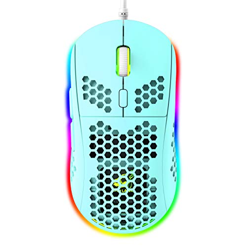 RGB Bienenwabe Leicht Gaming-Maus, 6 Programmierbare Tasten, 6 RGB-Hintergrundbeleuchtungsmodi und 6400 DPI Einstellbar, USB-Kabel, Plug & Play, Kompatibel mit Windows, Mac, Laptop, PS4, XBox Grün von CROSS ZEBRA