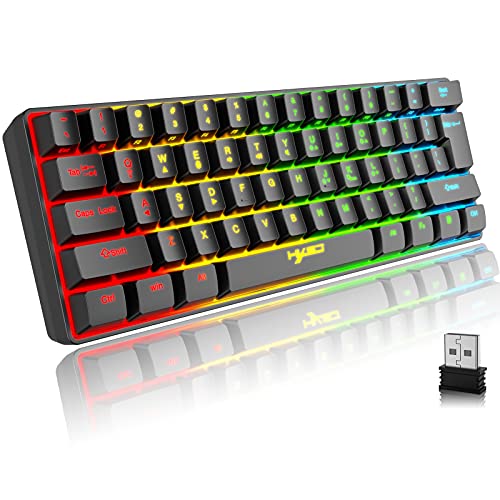 Tastatur Kabellos Gaming, 61 Tasten Bluetooth 5.0 + 2.4G Dual-Modus Ergonomische Ultrakompakte Leise 60% Tastatur mit Regenbogen Hintergrundbeleuchtung Akku für Windows Mac PC PS4 Gamer, Schwarz von CROSS ZEBRA