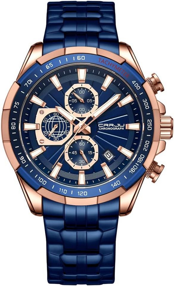 CRRJU Japanische Bewegung garantiert Leistung und eine genaue Zeitmessung Watch, Chronographen Detaillierte Bedienungsanleitung enthalten Stilvolles von CRRJU