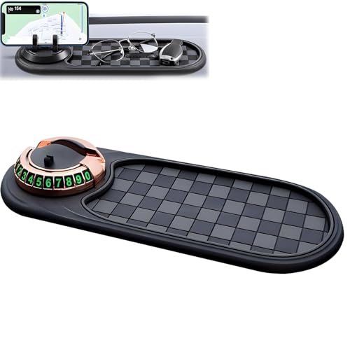 CRTZHA Multifunction Car Anti-Slip Mat Auto Phone Holder, Car Anti Slip Mat PhoneHolder, Multifunctional Vehicle Mounted Antislip Mat with Temporary Parking Number for Phones, Keys (B) von CRTZHA