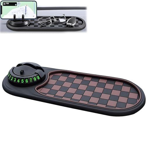 CRTZHA Multifunction Car Anti-Slip Mat Auto Phone Holder, Car Anti Slip Mat PhoneHolder, Multifunctional Vehicle Mounted Antislip Mat with Temporary Parking Number for Phones, Keys (F) von CRTZHA