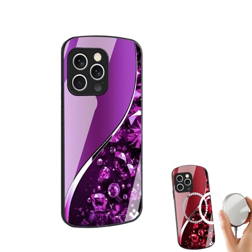 CRTZHA Urgalaxy Personalized Diamond Metallic Oval Tempered Glass Phone Case, Urgalaxy Personalized Glass Phone Case, Urgalaxy for iPhone 11/12/13/14/15/16 Pro Max Case (12,Purple) von CRTZHA