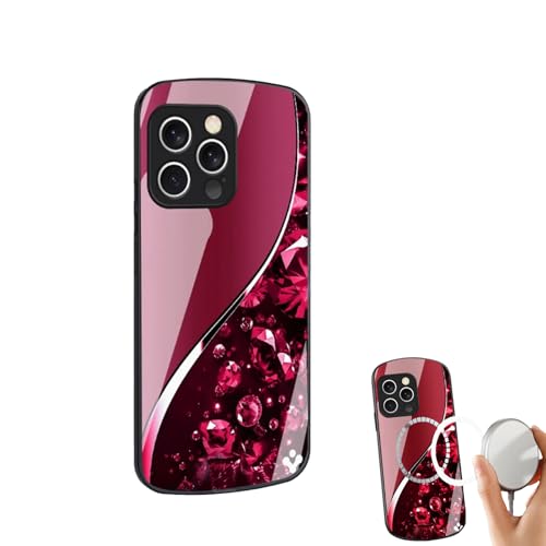 CRTZHA Urgalaxy Personalized Diamond Metallic Oval Tempered Glass Phone Case, Urgalaxy Personalized Glass Phone Case, Urgalaxy for iPhone 11/12/13/14/15/16 Pro Max Case (13,Pink) von CRTZHA