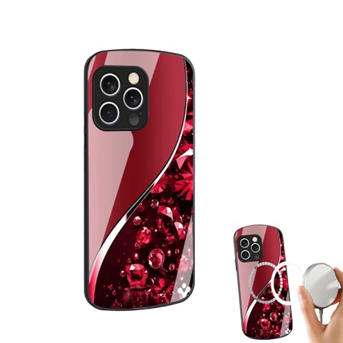 CRTZHA Urgalaxy Personalized Diamond Metallic Oval Tempered Glass Phone Case, Urgalaxy Personalized Glass Phone Case, Urgalaxy for iPhone 11/12/13/14/15/16 Pro Max Case (13,Red) von CRTZHA