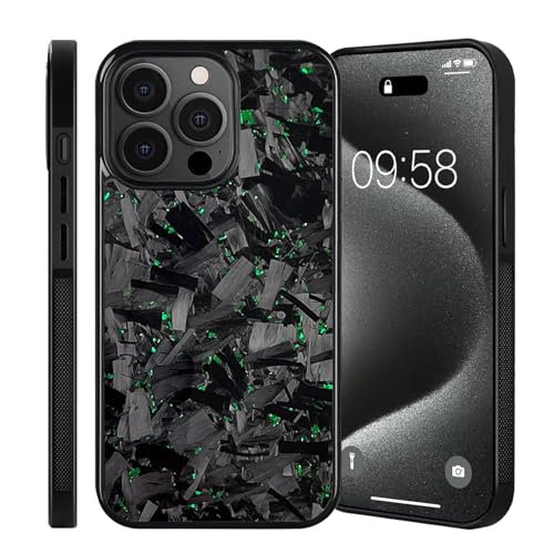 Hexafiber Phone Case, Forged Carbon Fiber Flakes Case, Forged Carbon Fiber Phone Case, Real Carbon Fiber Phone Case, Carbon Fiber Phone Case for iPhone Series (14 Pro,Green) von CRTZHA