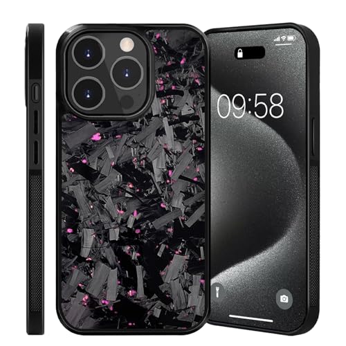 Hexafiber Phone Case, Forged Carbon Fiber Flakes Case, Forged Carbon Fiber Phone Case, Real Carbon Fiber Phone Case, Carbon Fiber Phone Case for iPhone Series (15 Promax,Violet) von CRTZHA