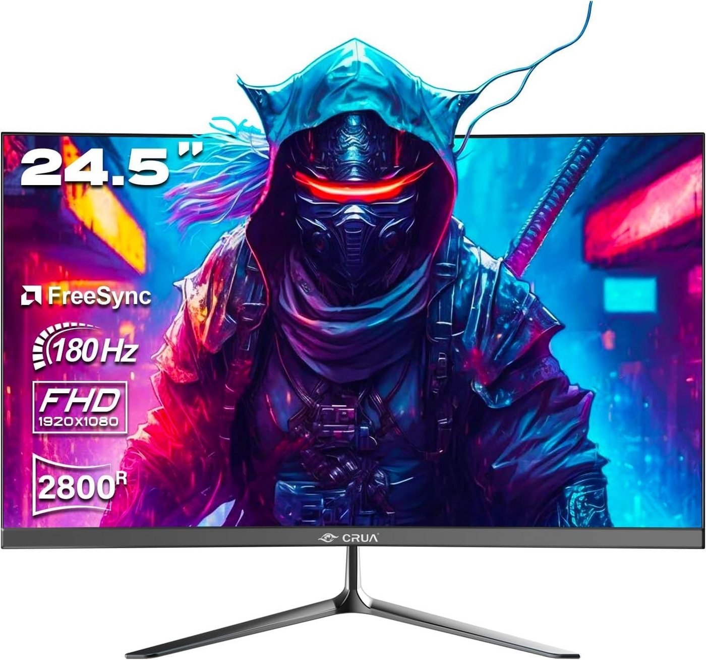 CRUA Computermonitor, PC Bildschirm Gaming-Monitor (62,00 cm/24.5 ", 1920 x 1080 px, Full HD, 1 ms Reaktionszeit, 180 Hz, IPS, AdaptiveSync, sRGB 110%, 2x HDMI 2.0/1xDP 1.4 Ports) von CRUA