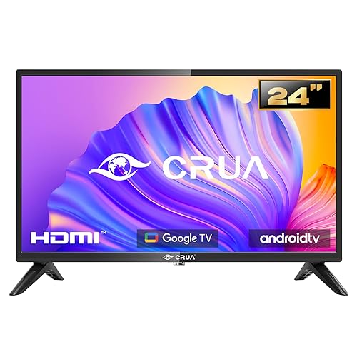 CRUA Smart Fernsehen 24 Zoll(60cm) Fernseher Android TV HD Ready Triple Tuner Dolby Audio Google Play Store YouTube Netflix DAZN Disney+ Google Assistant (2023) von CRUA