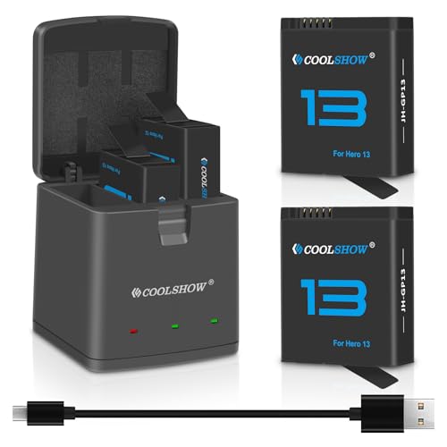 COOLSHOW 2 Stück HERO13 Akku und Ladegerät Kit für HERO13 Enduro Akku 2100mAh und 3 Kanal HERO13 Akku Ladegerät Akku Aufbewahrungsbox Design Kompatibel mit GoPro HERO13 Black COOLSHOW 2 Stück HERO13 Akku und Ladegerät Kit für HERO13 Enduro Akku 2100mAh und 3 Kanal HERO13 Akku Ladegerät Akku Aufbewahrungsbox Design Kompatibel mit GoPro HERO13 Black von CS COOLSHOW
