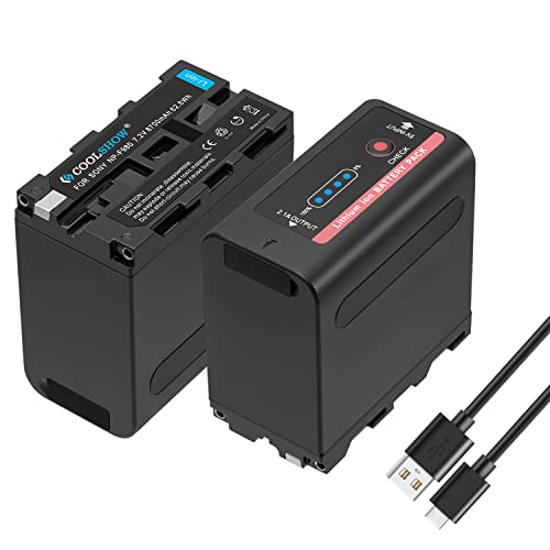 COOLSHOW NP-F970 Akku 7,4V 8700mAh NP-F960 NP-F980 NP-F930 NP-F950 Ersatzakku 2 Stück mit 5V USB Ausgang und Micro USB Eingang Kompatibel für Sony DCR-VX2100,PD150,PD170,FDR-AX1,HDR-AX2000,FX1,FX1000 von CS COOLSHOW