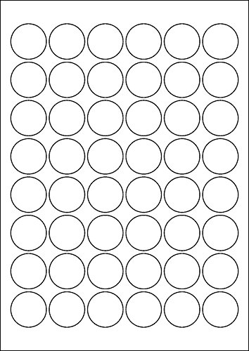 1.200 Etiketten selbstklebend rund 30 mm WEISS permanent klebend auf A4 Bogen (25 Bögen x 48 Etik.) von CS Webkontor