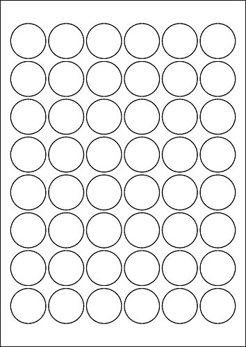 1.200 Etiketten selbstklebend rund 30 mm WEISS permanent klebend auf A4 Bogen (25 Bögen x 48 Etik.) von CS Webkontor