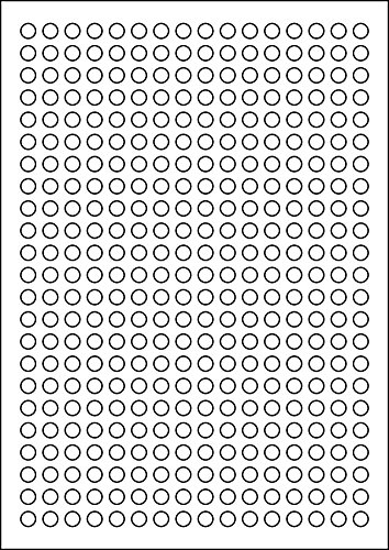 MADE IN GERMANY 1.840 Etiketten selbstklebend rund 8 mm weiß, extra stark permanent klebend auf Bogen A4 (5 Bögen x 368 Etik.) CS Label – Universaletiketten zum Beschriften und Bedrucken von CS Webkontor