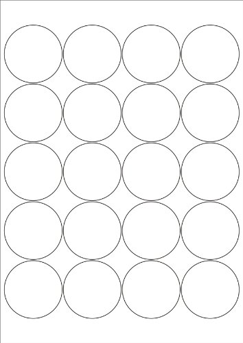 100 Etiketten selbstklebend rund 50 mm WEISS permanent klebend auf A4 Bogen (5 Bögen x 20 Etik.) von CS Webkontor