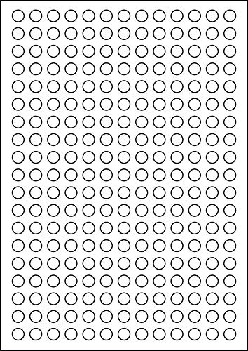 2.470 Etiketten aus Polyester selbstklebend rund 10 mm permanent haftend auf Bogen A4 (10 Bögen x 247 Etik.) von CS Webkontor