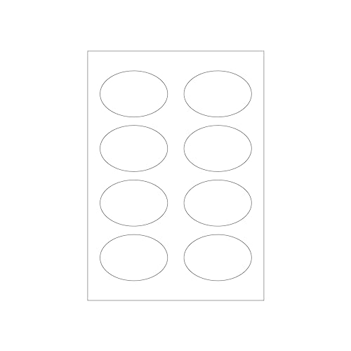 200 Etiketten selbstklebend oval 80 x 55 mm weiß permanent klebend auf Bogen A4 (25 Bögen x 8 Etik.) von CS Webkontor