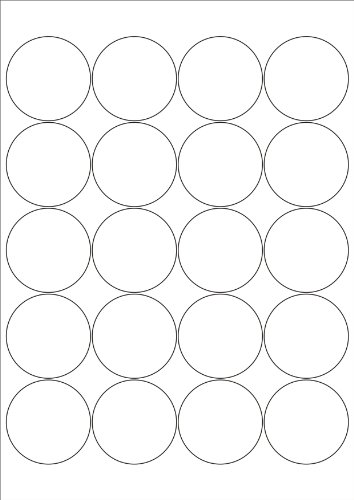 200 Etiketten selbstklebend rund 50 mm WEISS permanent klebend auf A4 Bogen (10 Bögen x 20 Etik.) von CS Webkontor