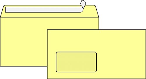 25 Stk. Briefumschläge DIN lang PLUS GELB mit Fenster haftklebend mit Abdeckstreifen (114 x 229 mm) von CS Webkontor
