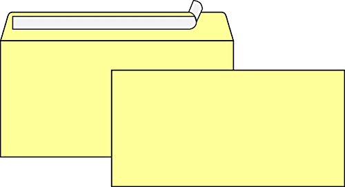 50 Stk. Briefumschläge DIN lang PLUS GELB ohne Fenster haftklebend mit Abdeckstreifen (114 x 229 mm) von CS Webkontor