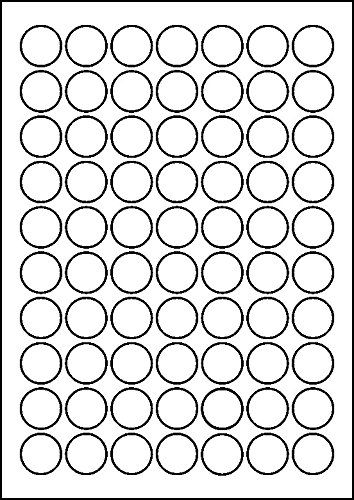 700 Etiketten selbstklebend rund 24 mm weiß permanent klebend auf Bogen A4 (10 Bögen x 70 Etik.) von CS Webkontor